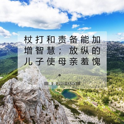 Picture 07 - 箴 言 29:15 CUVS - 杖 打 和 责 备 能 加 增 智 慧 ； 放 - Bible Verse Picture