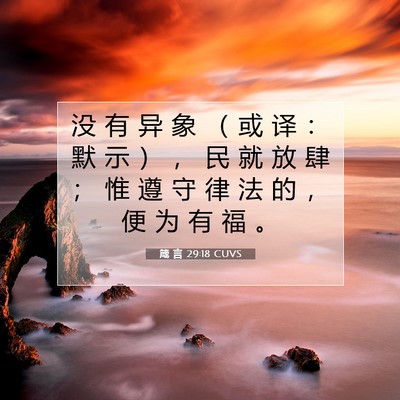 Picture 07 - 箴 言 29:18 CUVS - 没 有 异 象 （ 或 译 ： 默 示 ） ， - Bible Verse Picture
