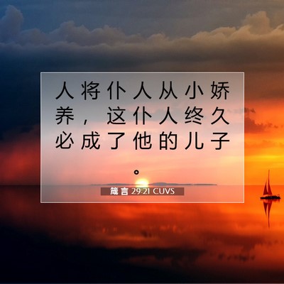 Picture 07 - 箴 言 29:21 CUVS - 人 将 仆 人 从 小 娇 养 ， 这 仆 人 - Bible Verse Picture