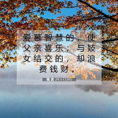 Picture 07 - 箴 言 29:3 CUVS - 爱 慕 智 慧 的 ， 使 父 亲 喜 乐 ； - Bible Verse Picture