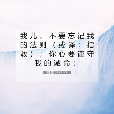Picture 07 - 箴 言 3:1 CUVS - 我 儿 ， 不 要 忘 记 我 的 法 则 （ - Bible Verse Picture