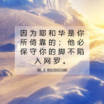 Picture 07 - 箴 言 3:26 CUVS - 因 为 耶 和 华 是 你 所 倚 靠 的 ； - Bible Verse Picture