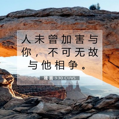 Picture 07 - 箴 言 3:30 CUVS - 人 未 曾 加 害 与 你 ， 不 可 无 故 - Bible Verse Picture