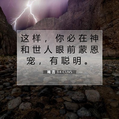 Picture 07 - 箴 言 3:4 CUVS - 这 样 ， 你 必 在 神 和 世 人 眼 前 - Bible Verse Picture