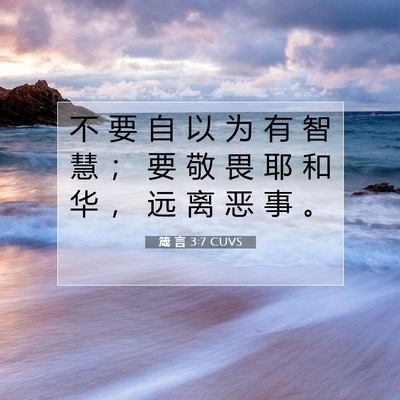 Picture 07 - 箴 言 3:7 CUVS - 不 要 自 以 为 有 智 慧 ； 要 敬 畏 - Bible Verse Picture