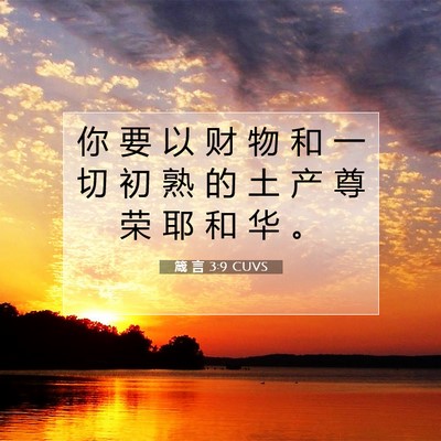 Picture 07 - 箴 言 3:9 CUVS - 你 要 以 财 物 和 一 切 初 熟 的 土 - Bible Verse Picture