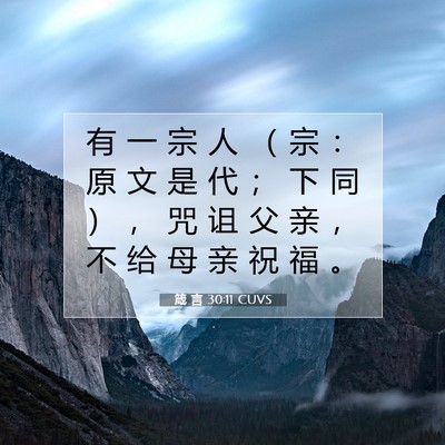 Picture 07 - 箴 言 30:11 CUVS - 有 一 宗 人 （ 宗 ： 原 文 是 代 ； - Bible Verse Picture