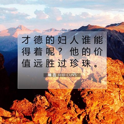 Picture 07 - 箴 言 31:10 CUVS - 才 德 的 妇 人 谁 能 得 着 呢 ？ 他 - Bible Verse Picture