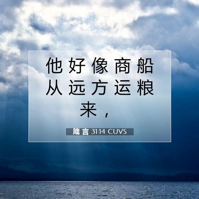 Picture 07 - 箴 言 31:14 CUVS - 他 好 像 商 船 从 远 方 运 粮 来 - Bible Verse Picture