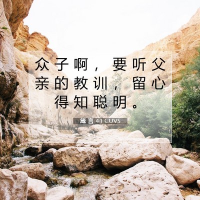 Picture 07 - 箴 言 4:1 CUVS - 众 子 啊 ， 要 听 父 亲 的 教 训 ， - Bible Verse Picture