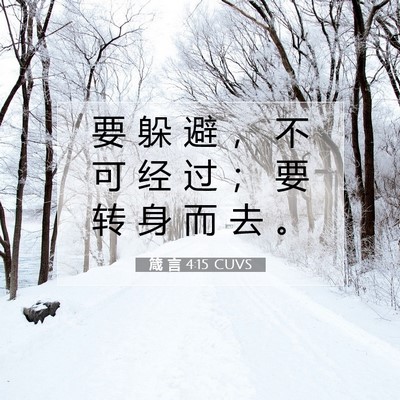 Picture 07 - 箴 言 4:15 CUVS - 要 躲 避 ， 不 可 经 过 ； 要 转 身 - Bible Verse Picture