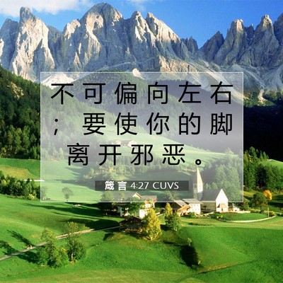 Picture 07 - 箴 言 4:27 CUVS - 不 可 偏 向 左 右 ； 要 使 你 的 脚 - Bible Verse Picture