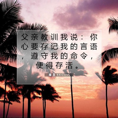 Picture 07 - 箴 言 4:4 CUVS - 父 亲 教 训 我 说 ： 你 心 要 存 记 - Bible Verse Picture