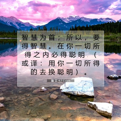 Picture 07 - 箴 言 4:7 CUVS - 智 慧 为 首 ； 所 以 ， 要 得 智 慧 - Bible Verse Picture