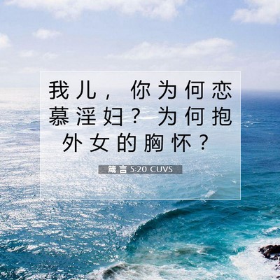 Picture 07 - 箴 言 5:20 CUVS - 我 儿 ， 你 为 何 恋 慕 淫 妇 ？ 为 - Bible Verse Picture