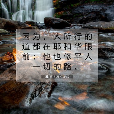 Picture 07 - 箴 言 5:21 CUVS - 因 为 ， 人 所 行 的 道 都 在 耶 和 - Bible Verse Picture