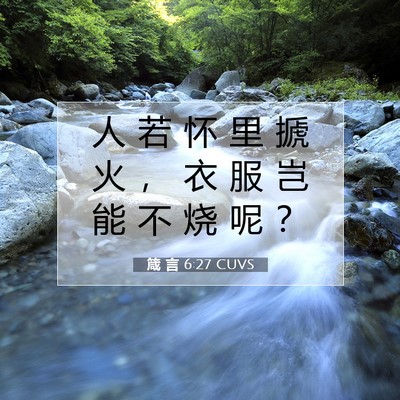 Picture 07 - 箴 言 6:27 CUVS - 人 若 怀 里 搋 火 ， 衣 服 岂 能 不 - Bible Verse Picture