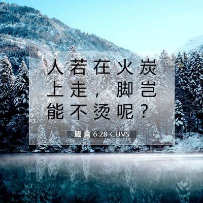 Picture 07 - 箴 言 6:28 CUVS - 人 若 在 火 炭 上 走 ， 脚 岂 能 不 - Bible Verse Picture