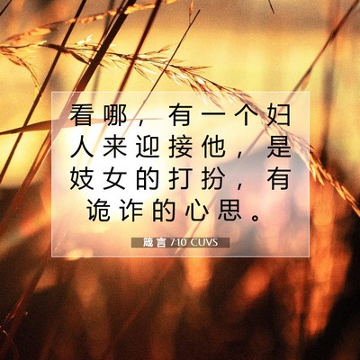 Picture 07 - 箴 言 7:10 CUVS - 看 哪 ， 有 一 个 妇 人 来 迎 接 他 - Bible Verse Picture