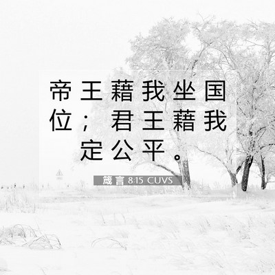 Picture 07 - 箴 言 8:15 CUVS - 帝 王 藉 我 坐 国 位 ； 君 王 藉 我 - Bible Verse Picture