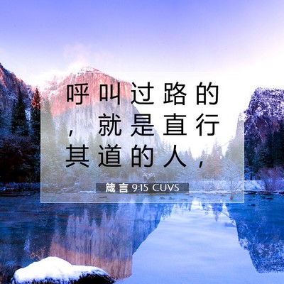 Picture 07 - 箴 言 9:15 CUVS - 呼 叫 过 路 的 ， 就 是 直 行 其 道 - Bible Verse Picture