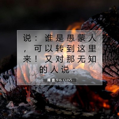 Picture 07 - 箴 言 9:16 CUVS - 说 ： 谁 是 愚 蒙 人 ， 可 以 转 到 - Bible Verse Picture
