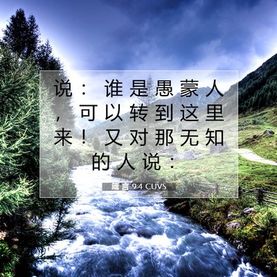 Picture 07 - 箴 言 9:4 CUVS - 说 ： 谁 是 愚 蒙 人 ， 可 以 转 到 - Bible Verse Picture