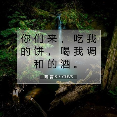 Picture 07 - 箴 言 9:5 CUVS - 你 们 来 ， 吃 我 的 饼 ， 喝 我 调 - Bible Verse Picture