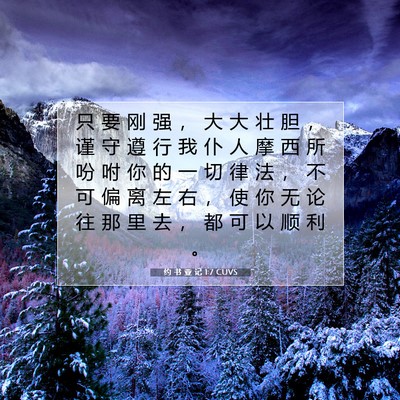Picture 07 - 约 书 亚 记 1:7 CUVS - 只 要 刚 强 ， 大 大 壮 胆 ， 谨 守 - Bible Verse Picture