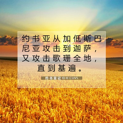 Picture 07 - 约 书 亚 记 10:41 CUVS - 约 书 亚 从 加 低 斯 巴 尼 亚 攻 击 - Bible Verse Picture