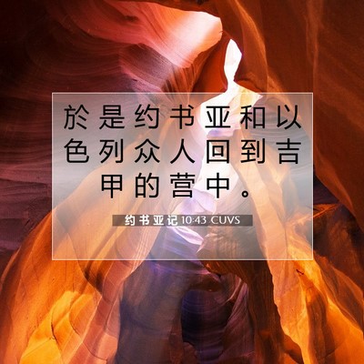 Picture 07 - 约 书 亚 记 10:43 CUVS - 於 是 约 书 亚 和 以 色 列 众 人 回 - Bible Verse Picture
