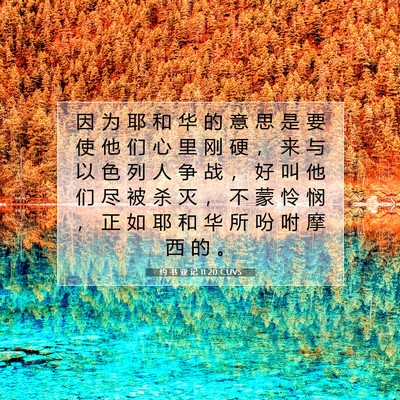 Picture 07 - 约 书 亚 记 11:20 CUVS - 因 为 耶 和 华 的 意 思 是 要 使 他 - Bible Verse Picture