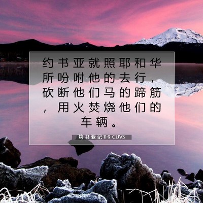 Picture 07 - 约 书 亚 记 11:9 CUVS - 约 书 亚 就 照 耶 和 华 所 吩 咐 他 - Bible Verse Picture