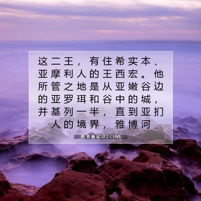 Picture 07 - 约 书 亚 记 12:2 CUVS - 这 二 王 ， 有 住 希 实 本 、 亚 摩 - Bible Verse Picture