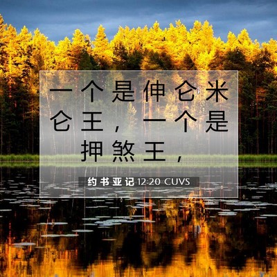 Picture 07 - 约 书 亚 记 12:20 CUVS - 一 个 是 伸 仑 米 仑 王 ， 一 个 是 - Bible Verse Picture