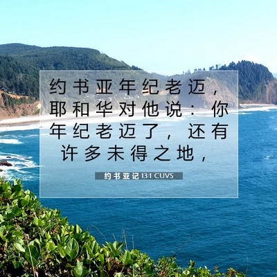 Picture 07 - 约 书 亚 记 13:1 CUVS - 约 书 亚 年 纪 老 迈 ， 耶 和 华 对 - Bible Verse Picture