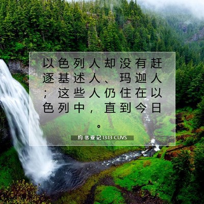 Picture 07 - 约 书 亚 记 13:13 CUVS - 以 色 列 人 却 没 有 赶 逐 基 述 人 - Bible Verse Picture