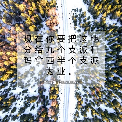 Picture 07 - 约 书 亚 记 13:7 CUVS - 现 在 你 要 把 这 地 分 给 九 个 支 - Bible Verse Picture