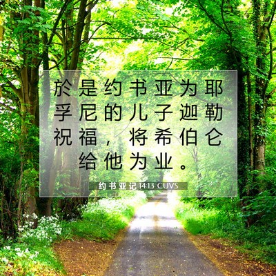Picture 07 - 约 书 亚 记 14:13 CUVS - 於 是 约 书 亚 为 耶 孚 尼 的 儿 子 - Bible Verse Picture