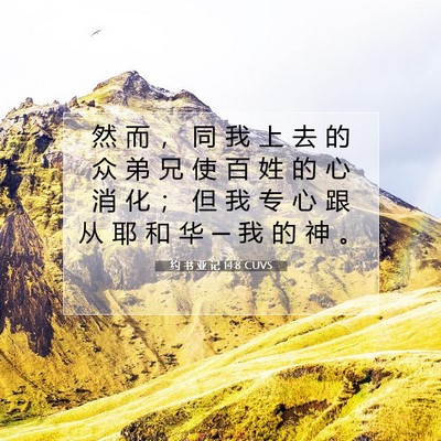 Picture 07 - 约 书 亚 记 14:8 CUVS - 然 而 ， 同 我 上 去 的 众 弟 兄 使 - Bible Verse Picture
