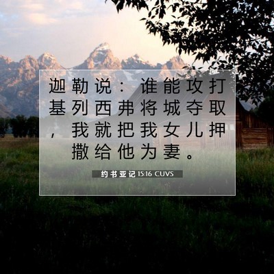 Picture 07 - 约 书 亚 记 15:16 CUVS - 迦 勒 说 ： 谁 能 攻 打 基 列 西 弗 - Bible Verse Picture