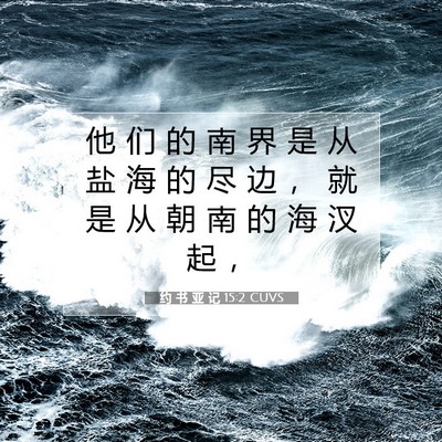 Picture 07 - 约 书 亚 记 15:2 CUVS - 他 们 的 南 界 是 从 盐 海 的 尽 边 - Bible Verse Picture