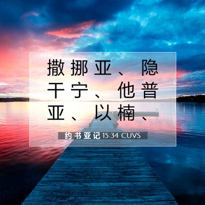 Picture 07 - 约 书 亚 记 15:34 CUVS - 撒 挪 亚 、 隐 干 宁 、 他 普 亚 、 - Bible Verse Picture