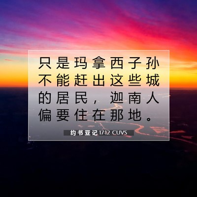 Picture 07 - 约 书 亚 记 17:12 CUVS - 只 是 玛 拿 西 子 孙 不 能 赶 出 这 - Bible Verse Picture