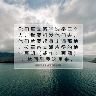 Picture 07 - 约 书 亚 记 18:4 CUVS - 你 们 每 支 派 当 选 举 三 个 人 ， - Bible Verse Picture