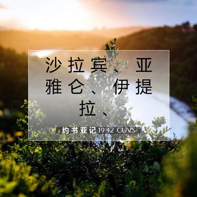 Picture 07 - 约 书 亚 记 19:42 CUVS - 沙 拉 宾 、 亚 雅 仑 、 伊 提 拉 - Bible Verse Picture