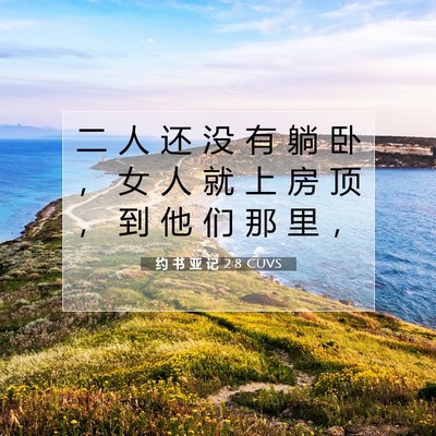 Picture 07 - 约 书 亚 记 2:8 CUVS - 二 人 还 没 有 躺 卧 ， 女 人 就 上 - Bible Verse Picture