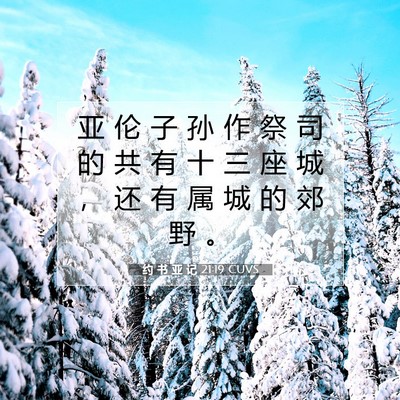 Picture 07 - 约 书 亚 记 21:19 CUVS - 亚 伦 子 孙 作 祭 司 的 共 有 十 三 - Bible Verse Picture