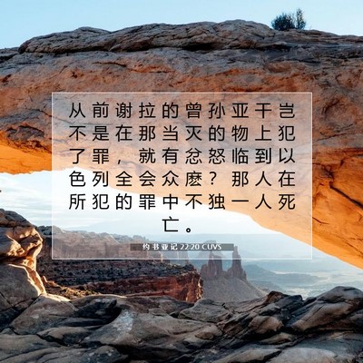 Picture 07 - 约 书 亚 记 22:20 CUVS - 从 前 谢 拉 的 曾 孙 亚 干 岂 不 是 - Bible Verse Picture