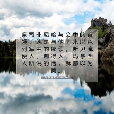 Picture 07 - 约 书 亚 记 22:30 CUVS - 祭 司 非 尼 哈 与 会 中 的 首 领 ， - Bible Verse Picture